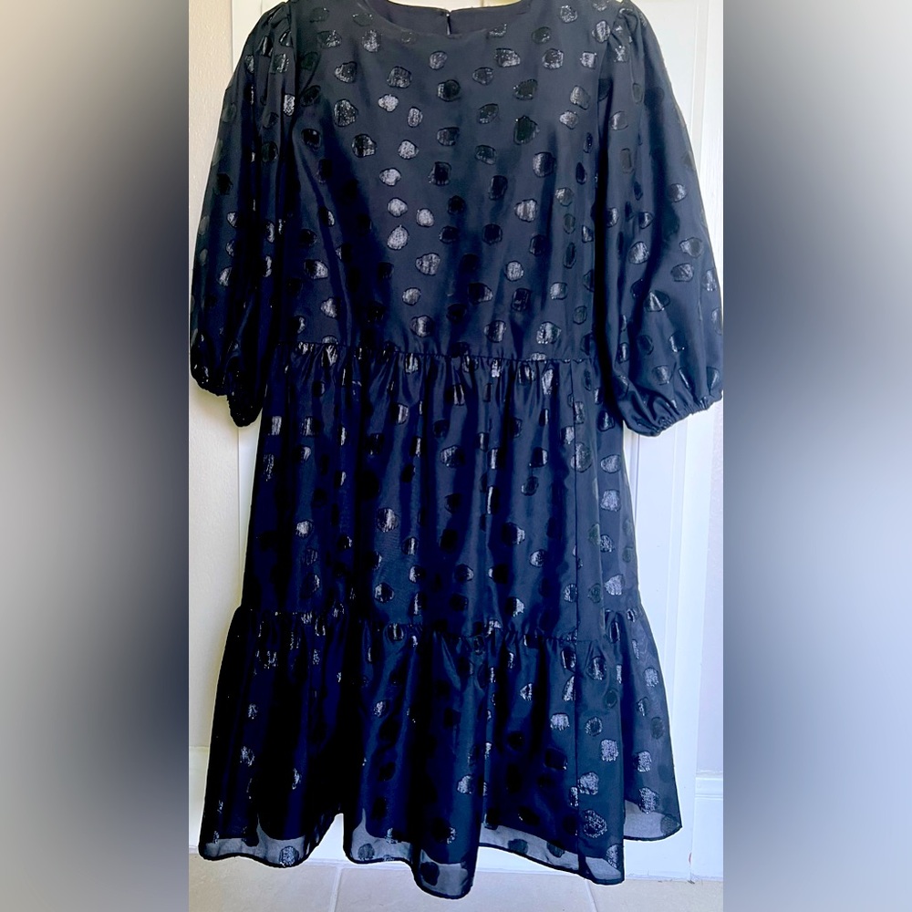 Ann Taylor, small, Cocktail dress, shimmery black on black leopard spots